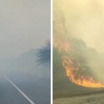 Quema de pastizales en Vipos: el humo no dejó ver nada en la ruta 9