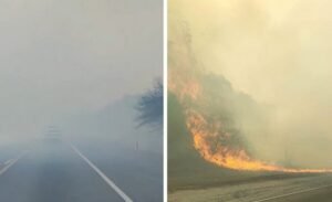 Quema de pastizales en Vipos: el humo no dejó ver nada en la ruta 9