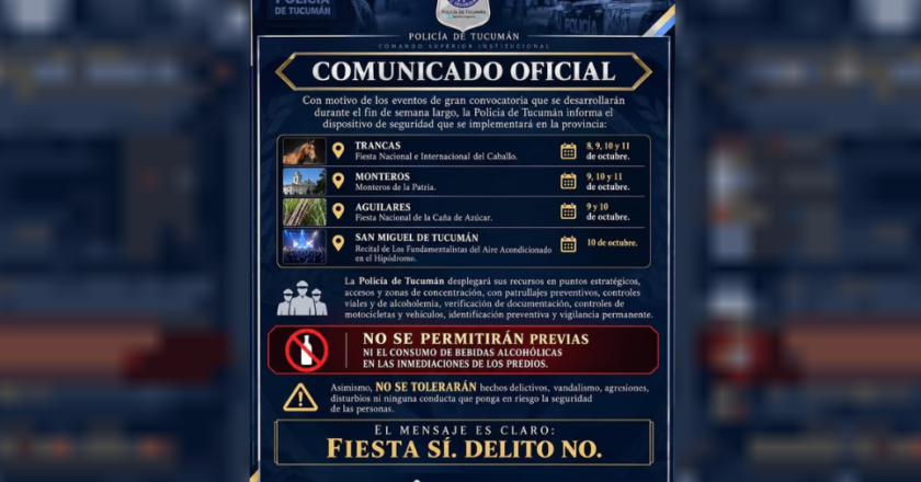 Tucumán refuerza los controles y restringe las “previas” en los grandes eventos del fin de semana